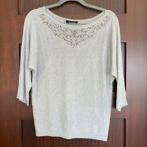 gray, embellished neckline WHBM Sweater size XS